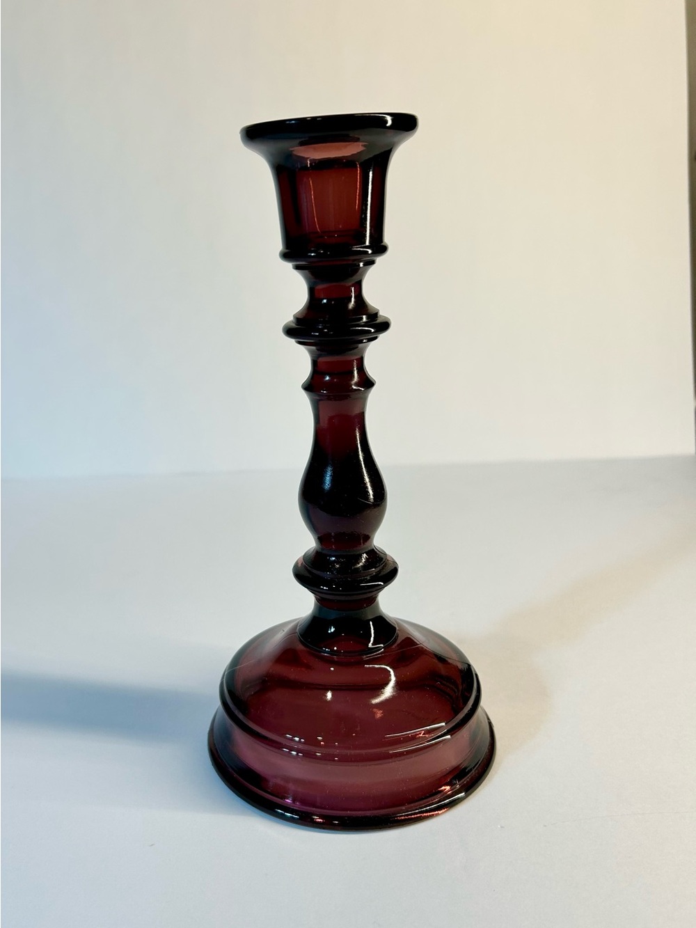 Tiffin Glass Vintage Amethyst Glass Candlestick Holder